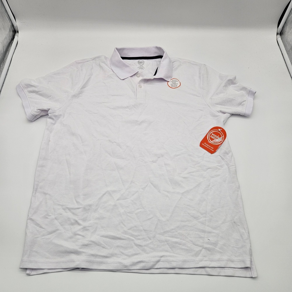 Wonder Nation Young Mens Short‎ Sleeve Polo Shirt White Size L 42-44